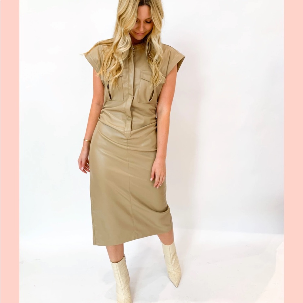 En Saison Leather Midi Dress Size Medium